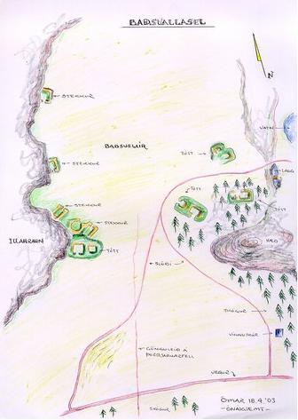 Tóftir á Baðsvöllum - uppdráttur Badsvellir-uppdrattur