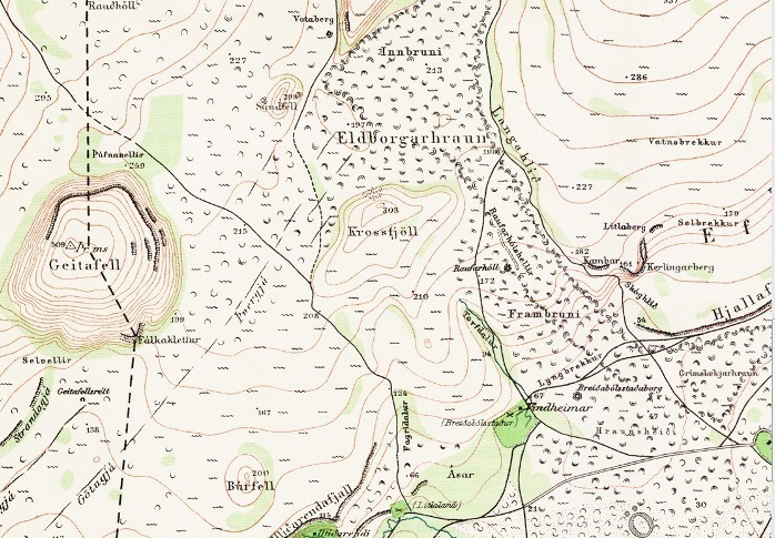 Kort af svæðinu frá 1908 Breidabolstadasel II-4