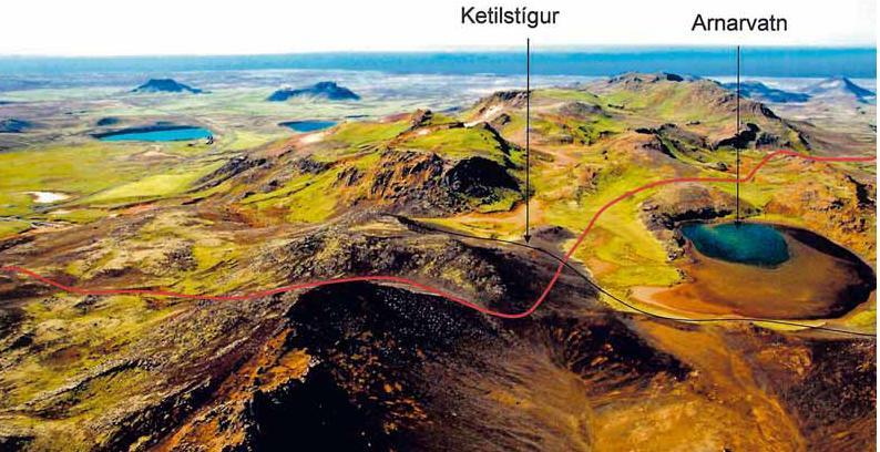 Fyrirhuguð línuleið yfir hálsinn