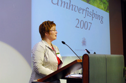 Umhverfisráðherra flytur ræðu sína á Umhverfisþingi